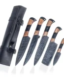 Premium 5-Piece D2 Steel Chef Knife Set with Leather Roll Bag