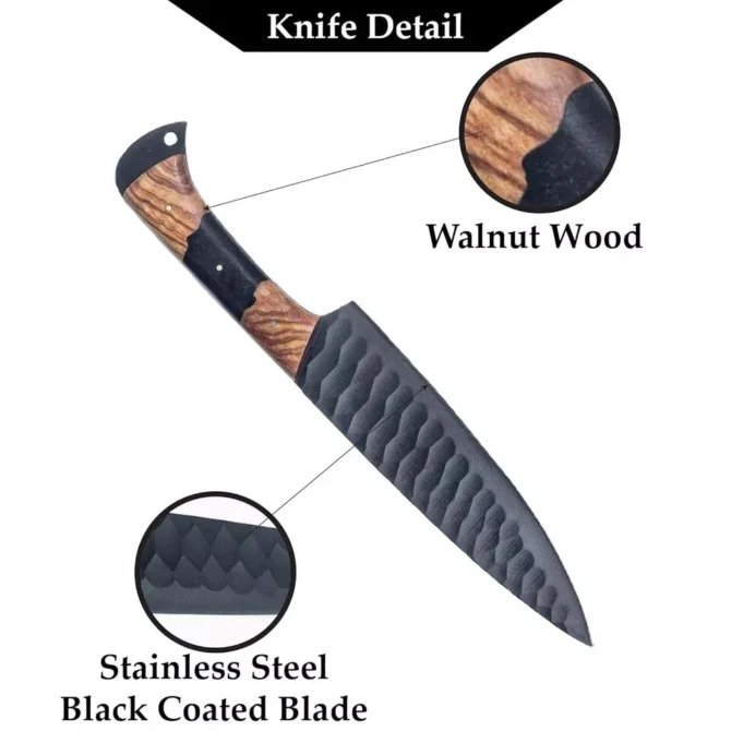 Premium 5-Piece D2 Steel Chef Knife Set with Leather Roll Bag