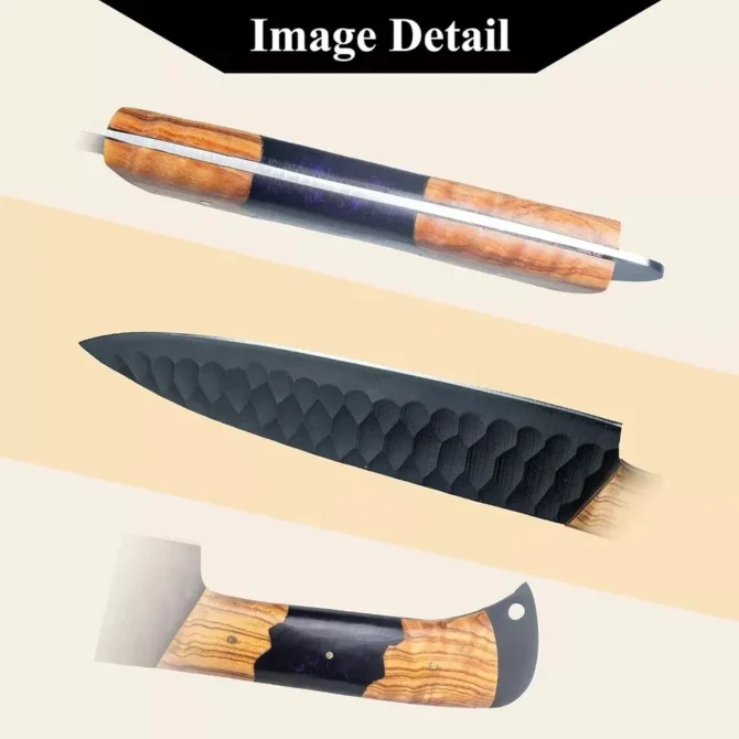 Premium 5-Piece D2 Steel Chef Knife Set with Leather Roll Bag