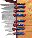 Handmade 8-Piece Damascus Steel Chef Knife Set – Professional Kitchen Knives with Leather Roll Bag (Copy)