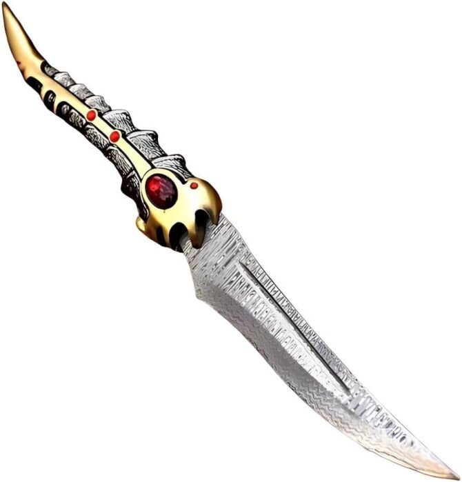 Fantasy Collectible Knife – Dragon Claw Design with Damascus Style Blade