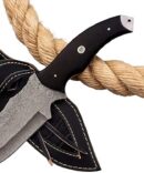 Hand Forged Damascus Steel Hunting Knife with Wenge Wood Handle - Rain Drops Pattern
