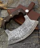 Hand-Forged Damascus Steel Ulu Knife with Ergonomic Wenge Wood Handle