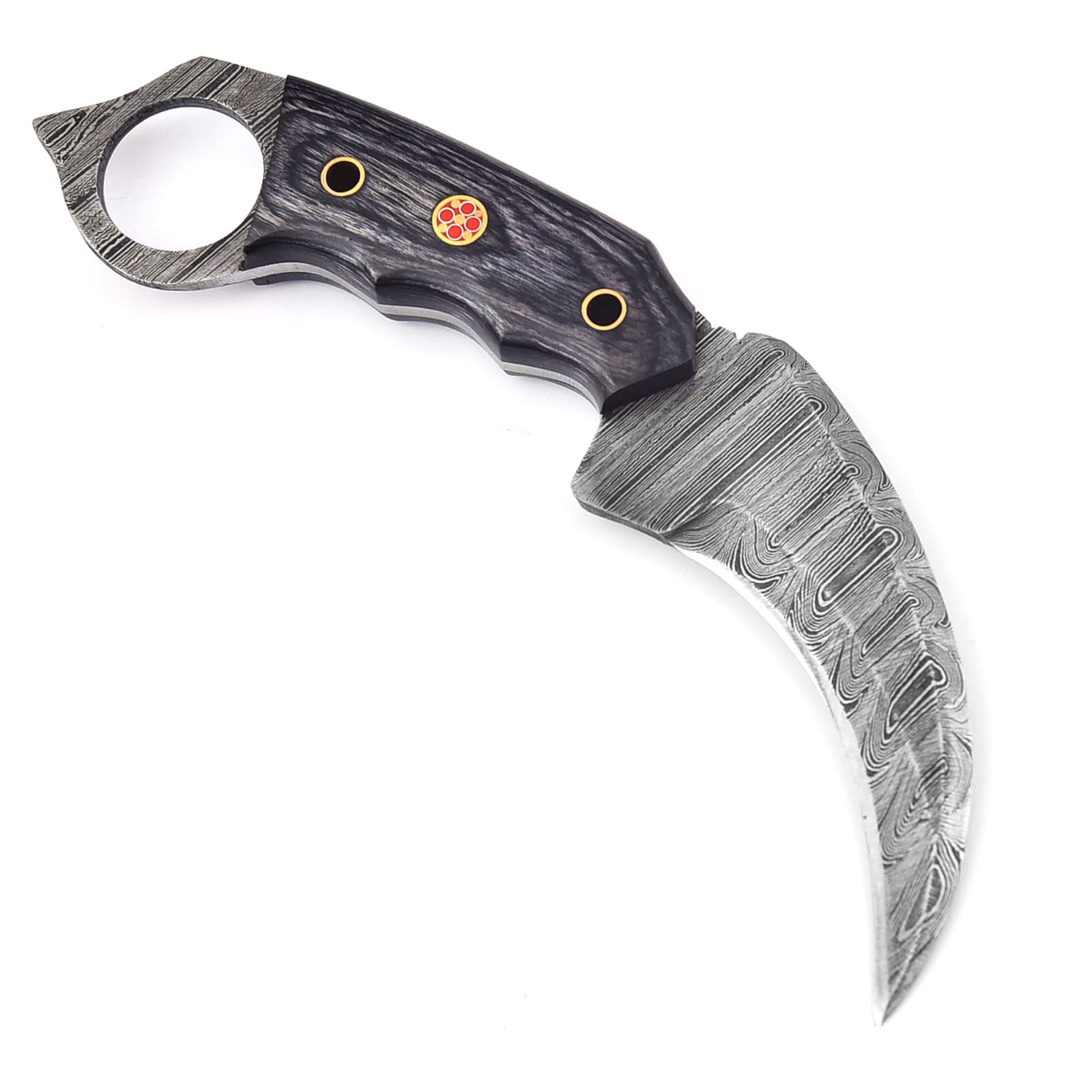 Custom made Damascus steel Karambit Knife with Genuine Leather Sheath
