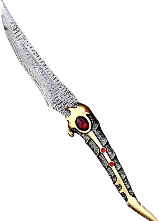 Fantasy Collectible Knife – Dragon Claw Design with Damascus Style Blade