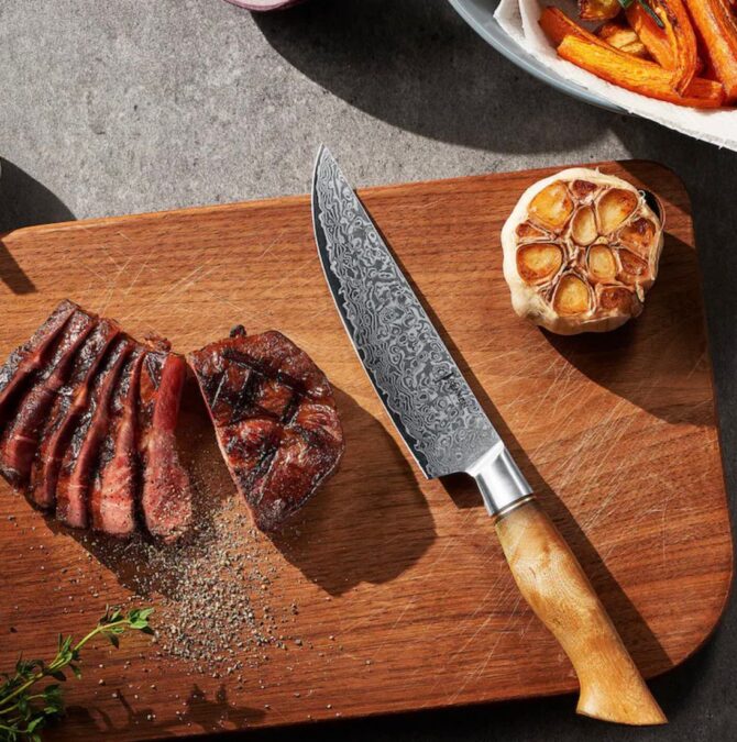 6-Piece Hand Forged Damascus Steel Utility/Steak Knife Set (Rust Resistant)