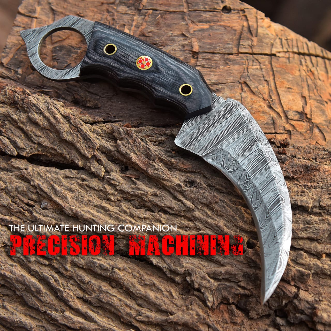 Custom made Damascus steel Karambit Knife with Genuine Leather Sheath
