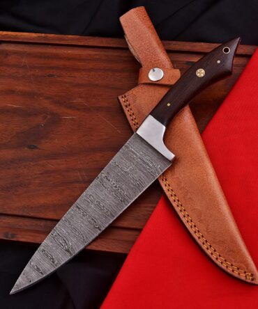 Hand-Forged Damascus Steel Chef Knife - Wenge Wood Handle & Stainless Steel Bolster