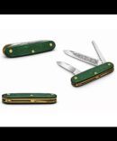 Custom Swiss Army Style Knife – Electrician + Floral Blade + Wood Saw – Dark Green Alox & Brass Liners (No Key Ring)